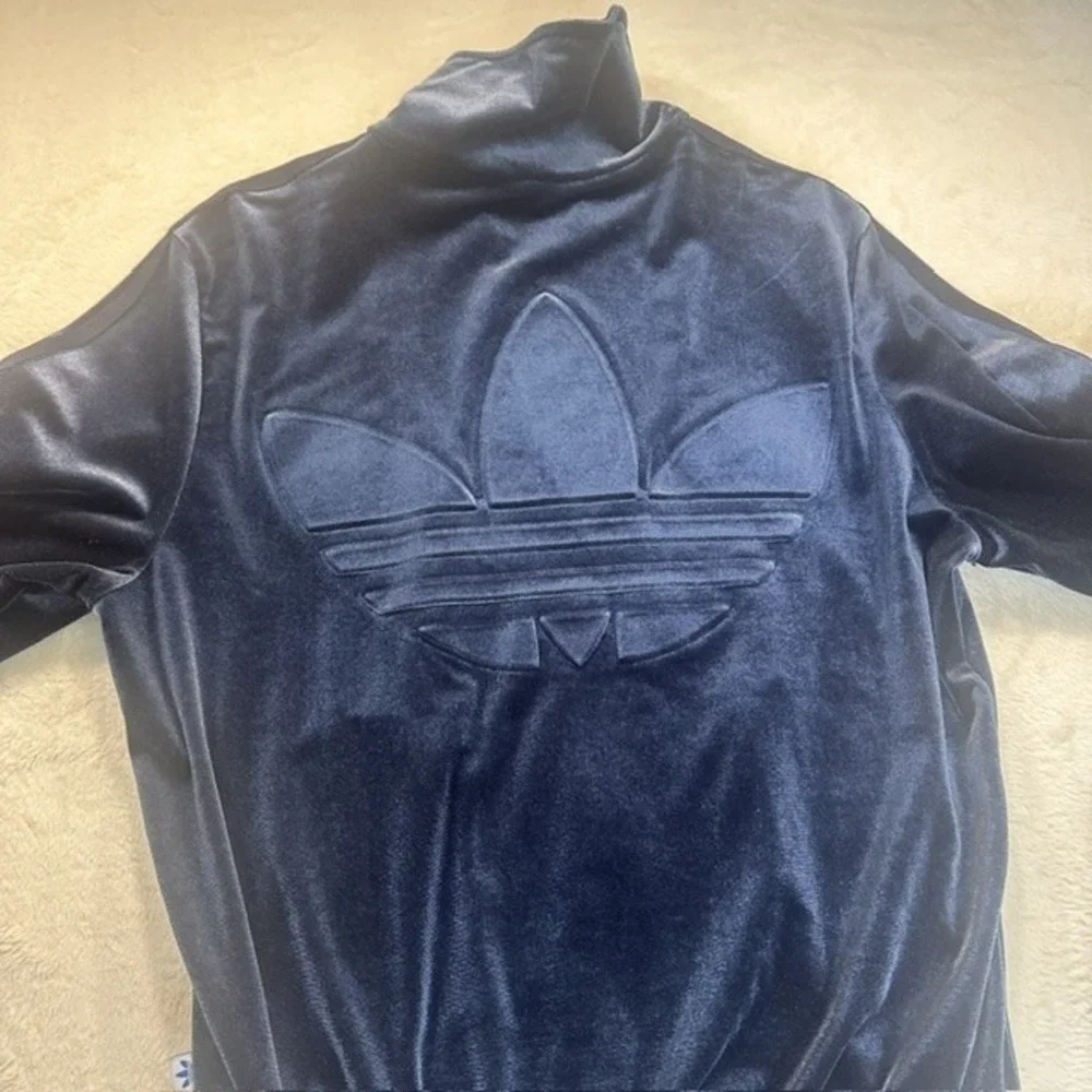 Adidas Originals Firebird Velvet Tracksuit Night Indigo Blue Velour Set Womens S